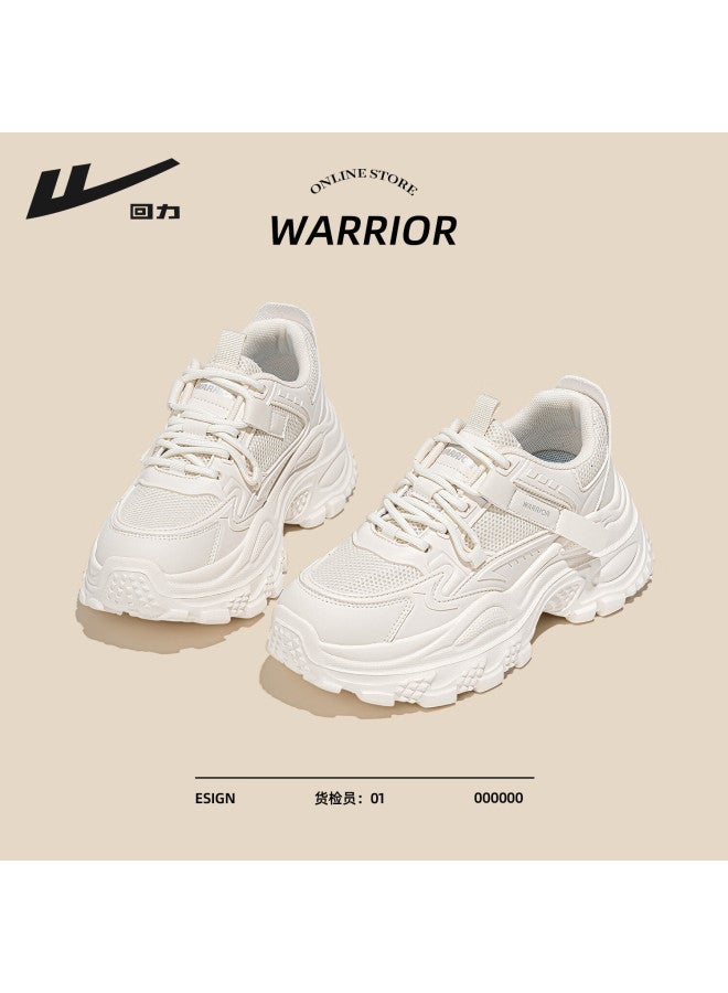 Warrior Thick-soled Dad Shoes Winter New Women's Small Height Increase Comfortable Casual Sneakers Beige Size 40