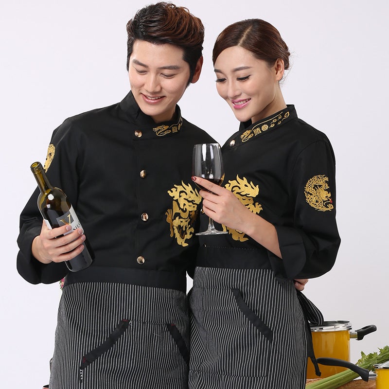 Embroidered Dragon Chef Uniform Men'S Short-Sleeved Summer Thin Chinese Style El Catering Breathable Chef Uniform Custom Women'S - Image 1