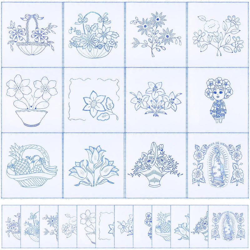 Tioncy 12 Pcs Mexican Embroidery Napkins Servilletas para Bordar a Mano Reusable Washable Mexican Napkin for Assorted Design DIY Stamped CrossStitch Embroidery Events Gifts Decor Gifting Classic - Image 2