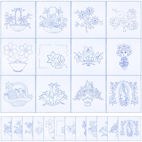 Tioncy 12 Pcs Mexican Embroidery Napkins Servilletas para Bordar a Mano Reusable Washable Mexican Napkin for Assorted Design DIY Stamped CrossStitch Embroidery Events Gifts Decor Gifting Classic - Image 1