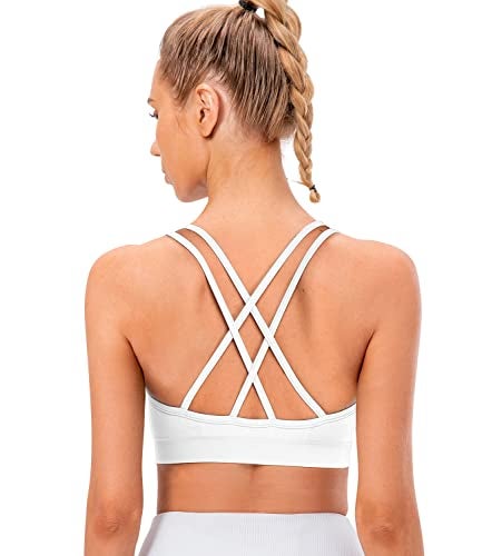 VEQKING Medium Support Sports Bra for Women Crisscross Back Athletic Yoga Bra Removale Padded Workout Bra Pack of 3 - Image 2