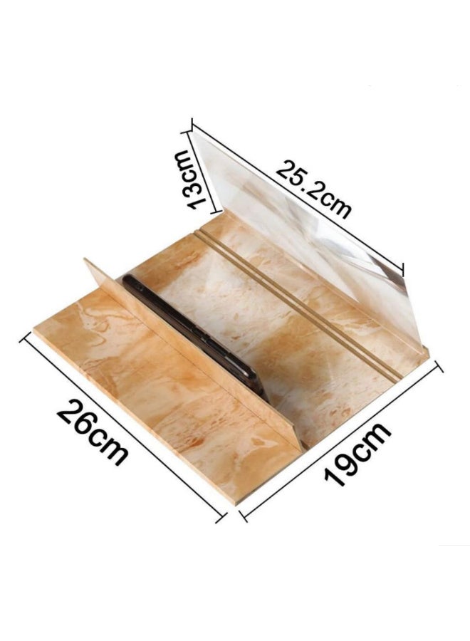 Mobile Phone Screen Magnifier 3D Hd Movie Mobile Phone Screen Amplifier12 Inches Screen Magnifier Smartphone,Wooden Desktop Bracket, For Phone And Pad, Gift for children Gold - Image 2