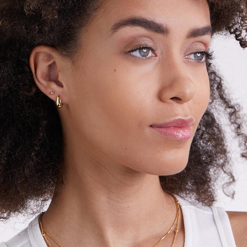 MILLA 14k Gold or Sterling Silver Hypoallergenic Huggie Earrings for Women - Y2K Preppy Lightweight Ear Huggers, 12mm - Image 2