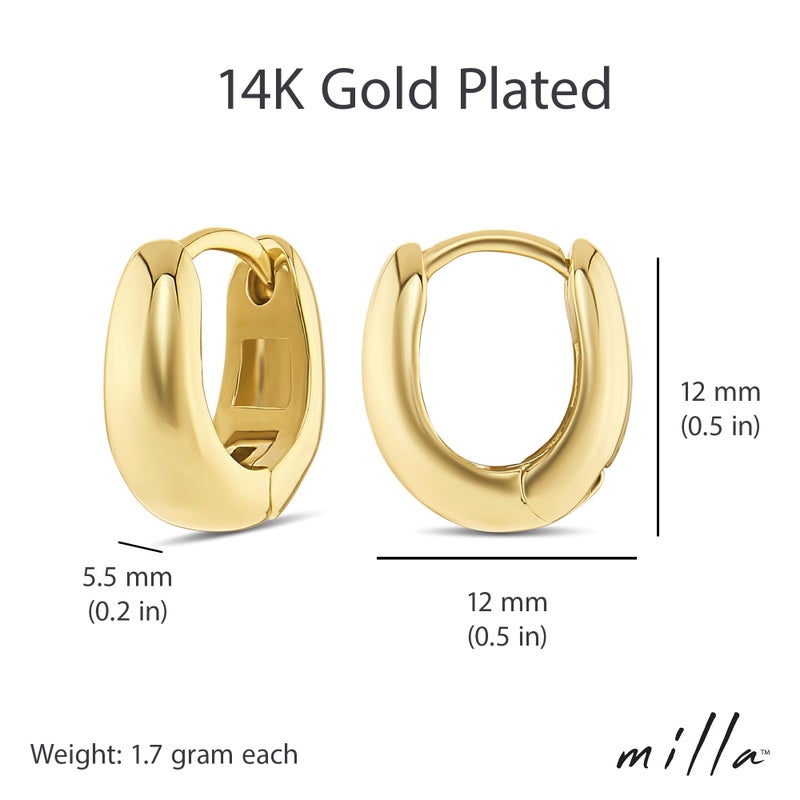 MILLA 14k Gold or Sterling Silver Hypoallergenic Huggie Earrings for Women - Y2K Preppy Lightweight Ear Huggers, 12mm - Image 3