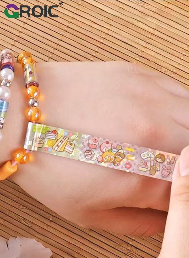 GROIC Wearable & Shareable Sticker Bracelet, Includes 2 Pcs Sticker Bracelet, 2 Mystery Reveal Sticki Rolls, 8 Stickers Rolls, DIY Bracelet Friendship Bracelet Toys for kids - Image 3
