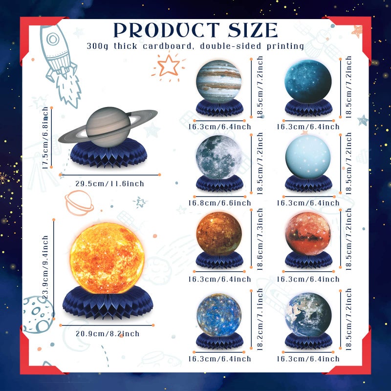 Eersida 10 Pieces Space Solar System Theme Honeycomb Centerpieces Table Topper Outer Space Party Supplies Planet Honeycomb Galaxy Photo Booth Props for Birthday Party Decorations - Image 2