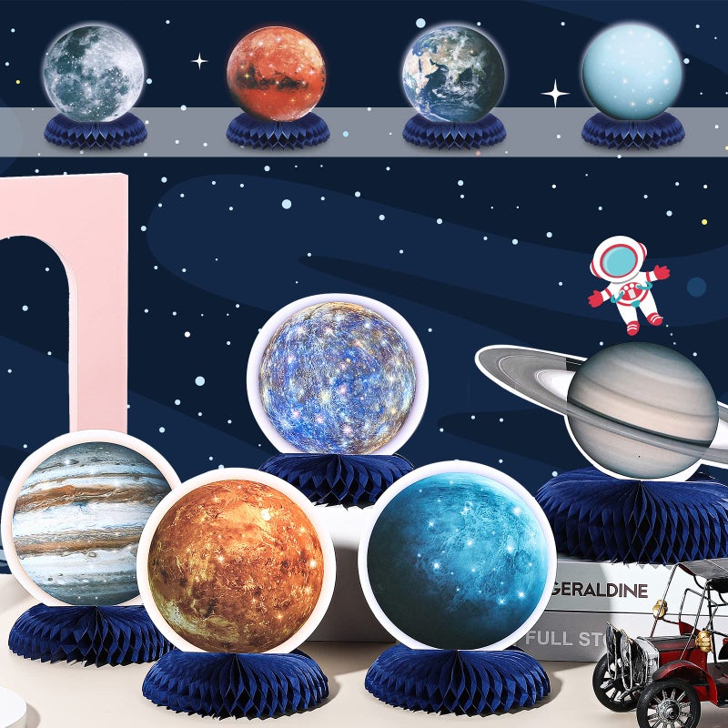 Eersida 10 Pieces Space Solar System Theme Honeycomb Centerpieces Table Topper Outer Space Party Supplies Planet Honeycomb Galaxy Photo Booth Props for Birthday Party Decorations - Image 5