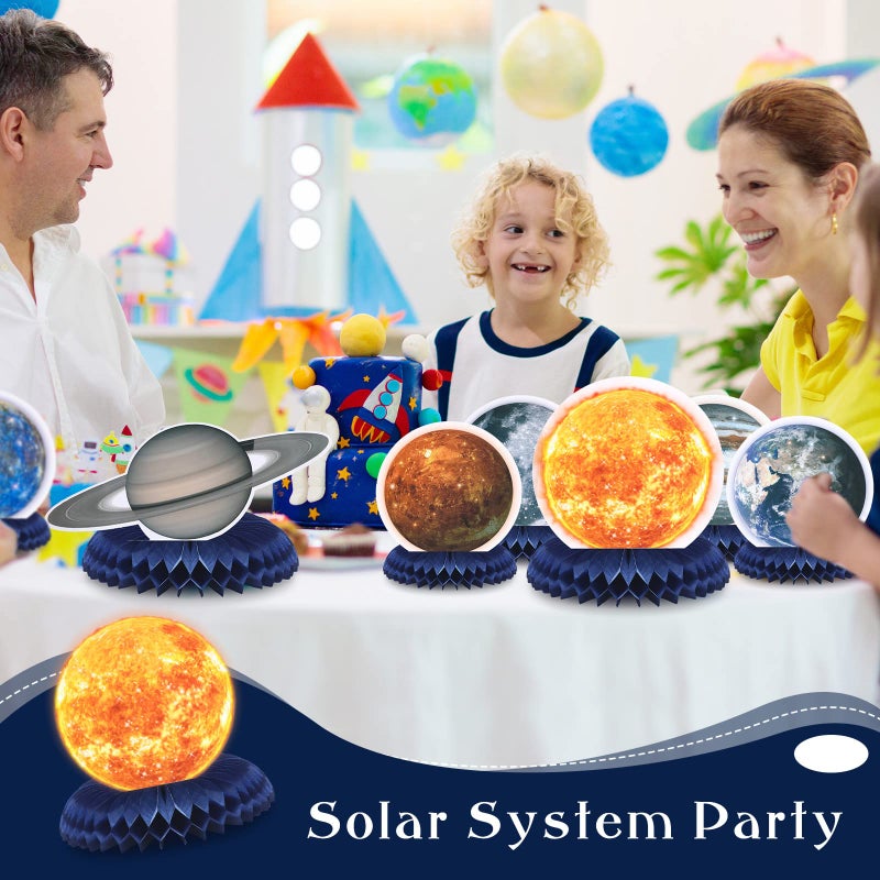 Eersida 10 Pieces Space Solar System Theme Honeycomb Centerpieces Table Topper Outer Space Party Supplies Planet Honeycomb Galaxy Photo Booth Props for Birthday Party Decorations - Image 3