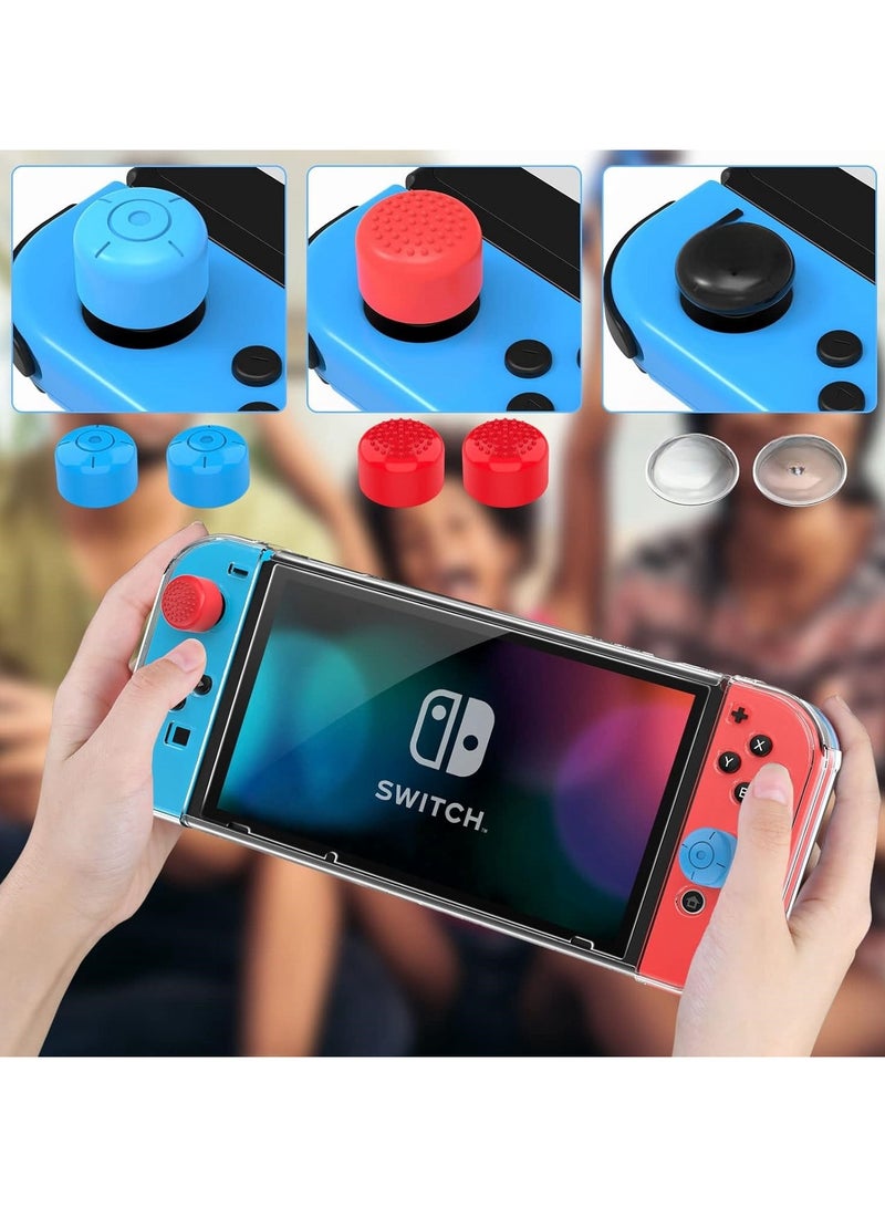 Switch NS Protection Kit Slim Direct-Plug TV Dock + Tempered Glass Screen Protector + Red/Blue Joystick Caps (2 Pairs) Transparent PC Protective Accessories - Image 4
