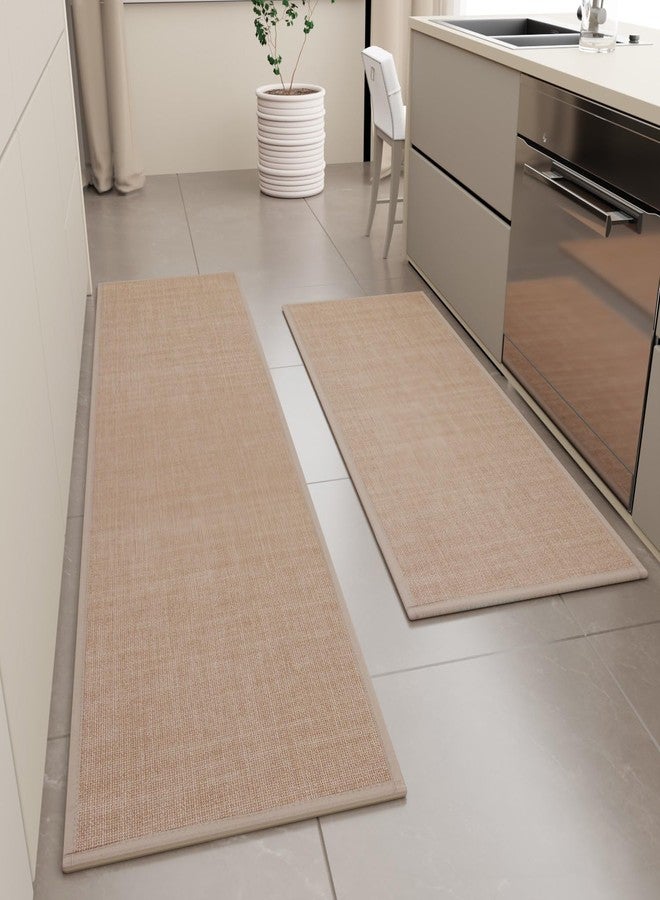 SUMLANS Kitchen Mat Set of 2 PCS, Cushioned Non Slip Rugs for Kitchen Floor, Absorbent Runner Comfort Standing Mats Washable for Kitchen, Office, Home (Camel, 17.3"x47"+17.3"x71") - Image 3