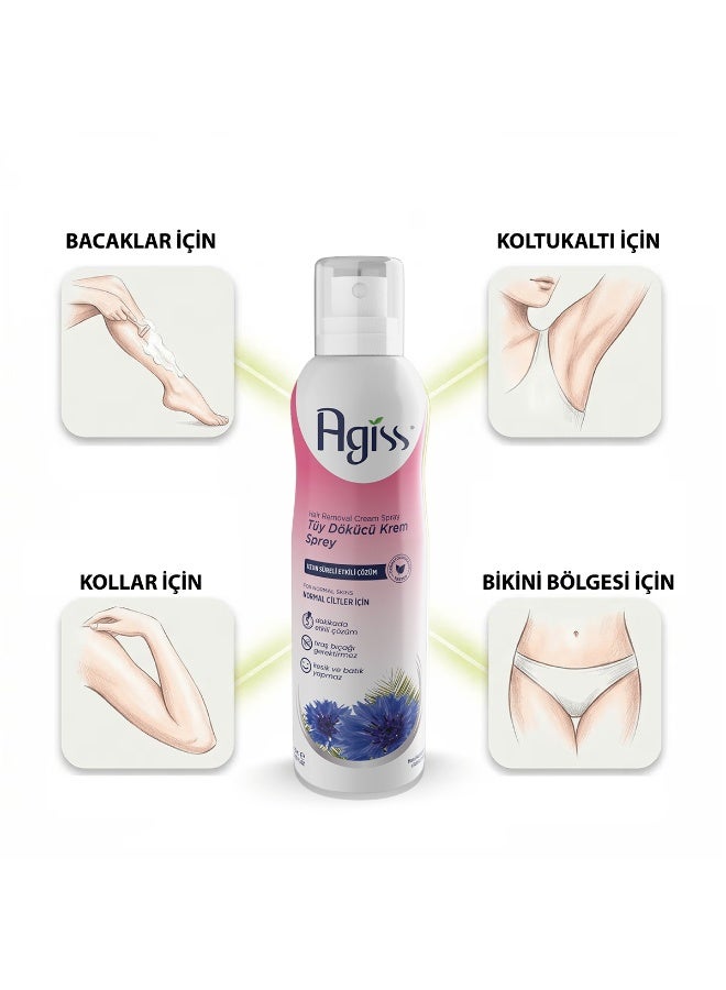 Agiss Hair Removal Cream Spray for Women – Fast & Painless Hair Removal, Smooth Skin Formula for Normal Skin – No Razor Needed – Long-Lasting Results - Image 2
