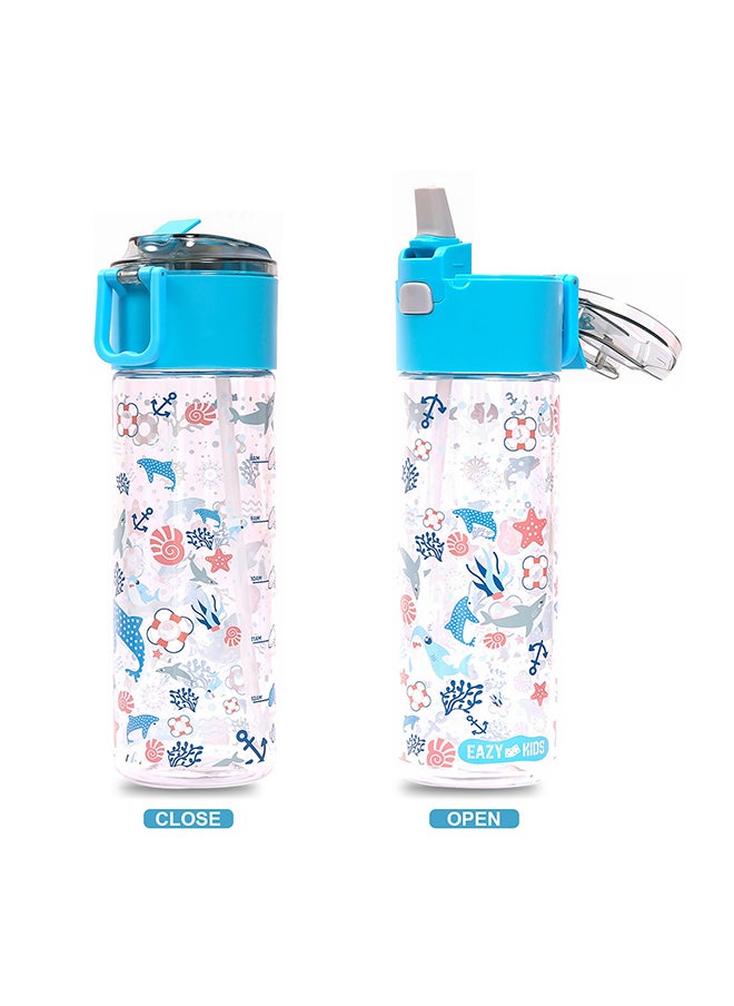 Eazy Kids Tritan Water Bottle w/ Snack Box Shark-Blue 450ml  - Image 5