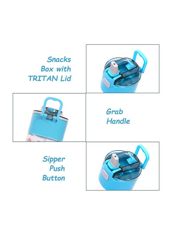 Eazy Kids Tritan Water Bottle w/ Snack Box Shark-Blue 450ml  - Image 4