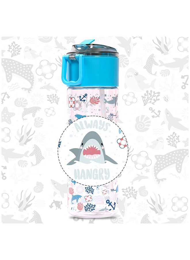 Eazy Kids Tritan Water Bottle w/ Snack Box Shark-Blue 450ml  - Image 2