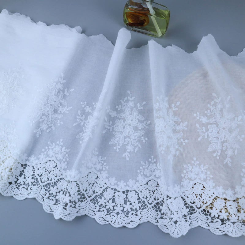 Eyelet Lace Trim 28 Yards 155 Inch Wide White Cotton Lace Ribbon Embroidery Ruffle Craft Lace for Sewing Baby Clothes Pets Clothes