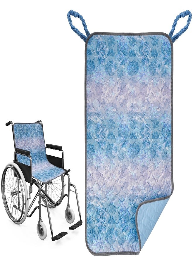 ELFULLY Wheelchair Waterproof Chair Pad for Incontinence, Highly Absorbent Seat Cover for Elderly, Reusable Washable Anti-Slip Seat Protect Cushion with 2 Loop Handles for Adult, Blue, 33.5" x 19.2" - Image 1