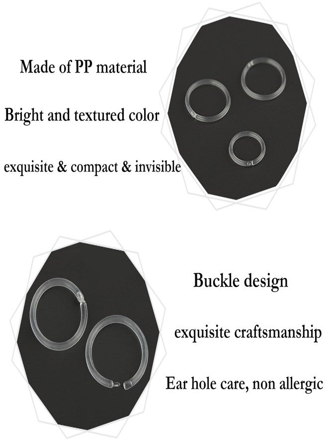 Melimarry 18 Gauge Anti-Allergy Unisex Plastic Hoop Ear Retainers, Clear Nose Rings, With Buckle, For Sensitive Ears & Skin (8mm Ring) - Image 5