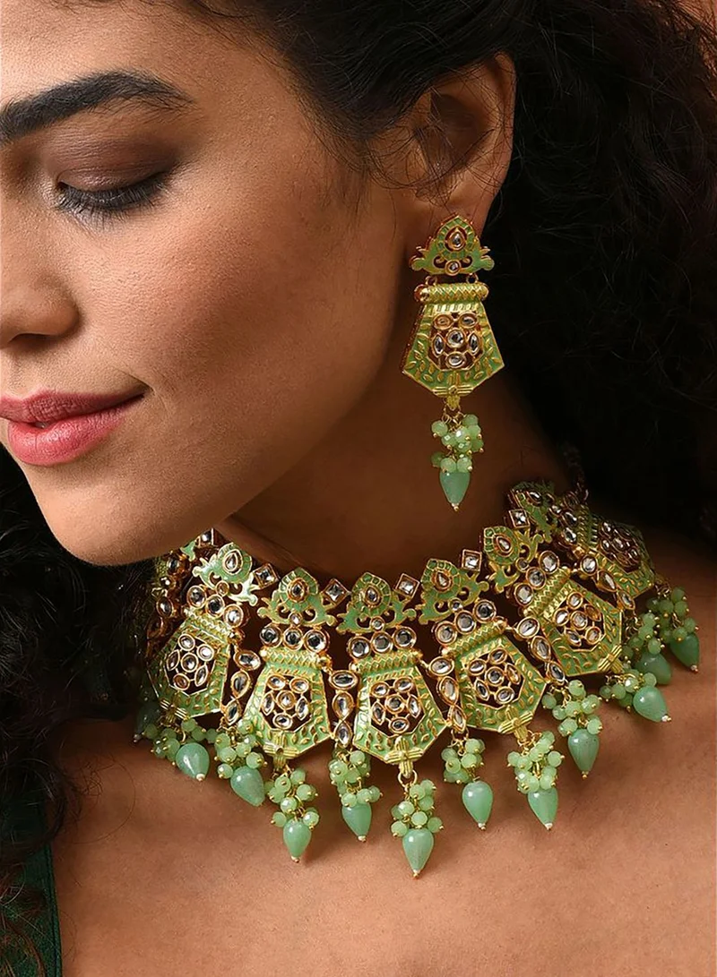 SOHI Gold Plated Designer Necklace Set