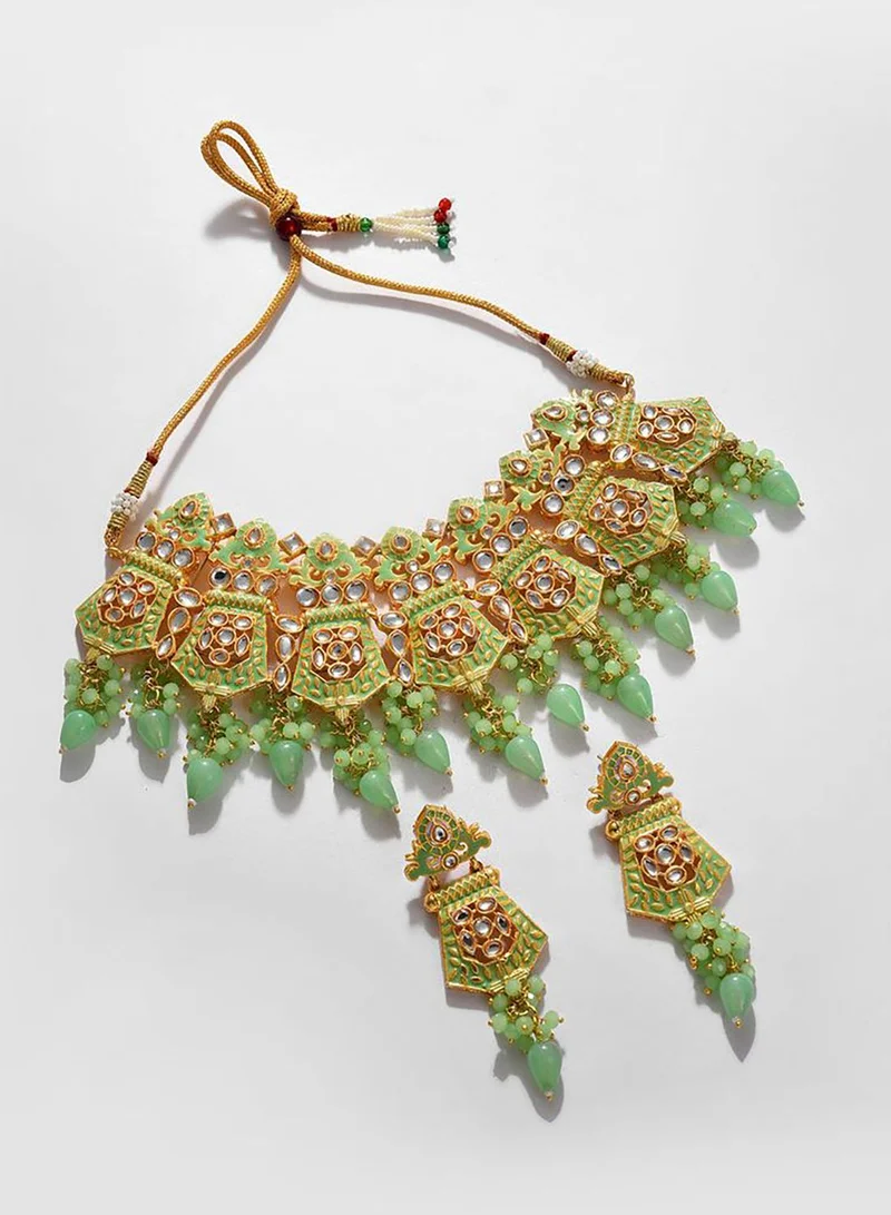 SOHI Gold Plated Designer Necklace Set