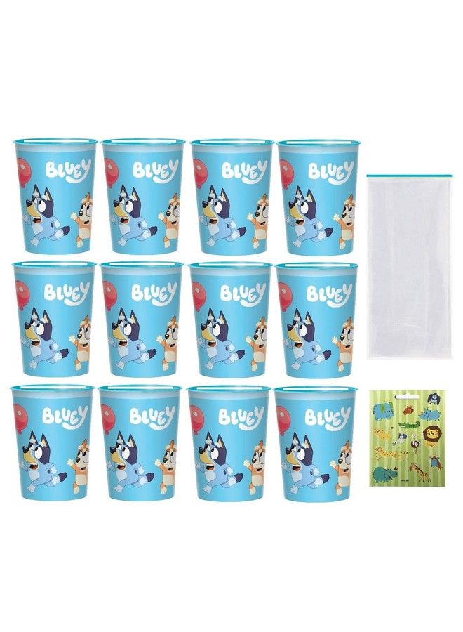 Amscan Bluey Birthday Baby Party Supplies Favor Bundle Pack Includes 12 Plastic Reusable Cups And 25 Clear Cello Bags  - Image 1