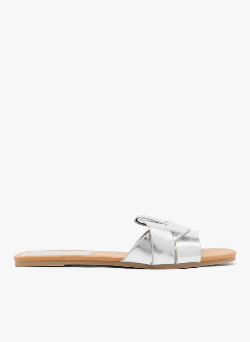Silver Metallic Flat Sandals