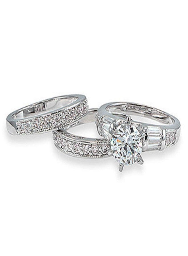 COSJOOHY 925 Sterling Silver Bridal Ring Sets Emerald Cut CZ Engagement Rings Vintage Promise Rings Platinum Big Women CZ Rings Set Bling Princess Cut Cubic Zirconia Size 6-10 (8) - Image 2