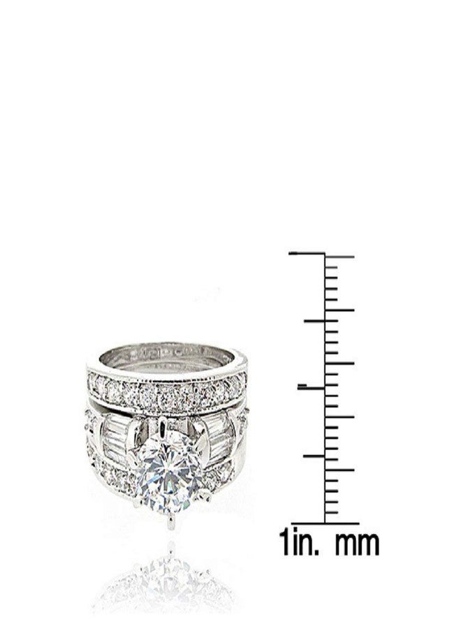 COSJOOHY 925 Sterling Silver Bridal Ring Sets Emerald Cut CZ Engagement Rings Vintage Promise Rings Platinum Big Women CZ Rings Set Bling Princess Cut Cubic Zirconia Size 6-10 (8) - Image 4