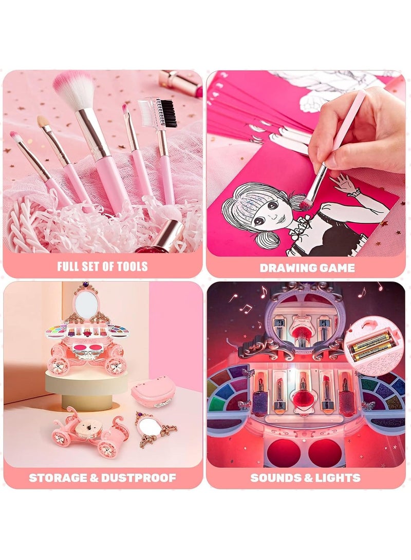 Kids Makeup Kit for Girl, 32 PCS Real Make Up Toys Makeup Set with With Lights and Music, Non ToxicToddlers Pretend Cosmetic Kits, Makeup Set Gift for Toddler Children Age 3-12 Year Old - Image 5