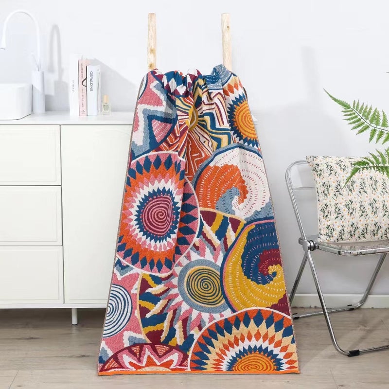 New Multi-Layer Gauze Cotton Bath Towel Soft And Comfortable Beach Towel Ethnic Wind Sun God Skin-Friendly Absorbent - Image 3