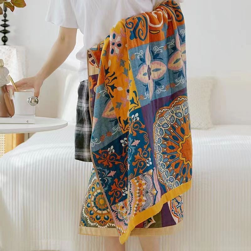 New Multi-Layer Gauze Cotton Bath Towel Soft And Comfortable Beach Towel Ethnic Wind Sun God Skin-Friendly Absorbent - Image 2