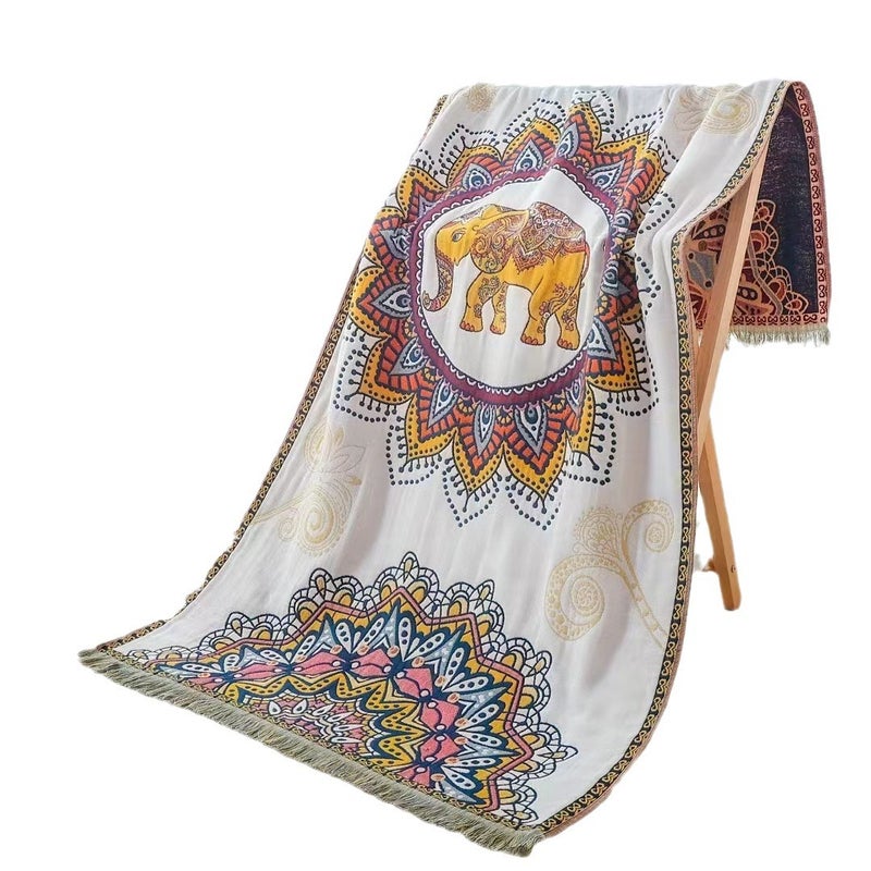 New Multi-Layer Gauze Cotton Bath Towel Soft And Comfortable Beach Towel Ethnic Wind Sun God Skin-Friendly Absorbent - Image 4