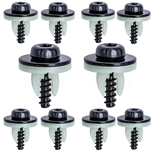 Rexka 10 Sets Engine Splash Shield Screws for Ford - T30 Torx Head Bolts and Grommets for Undertray Engine Fender Liner Deflector Grille for Ford Escape F-150 Edge Focus Fusion C-Max S-Max Lincoln - Image 1