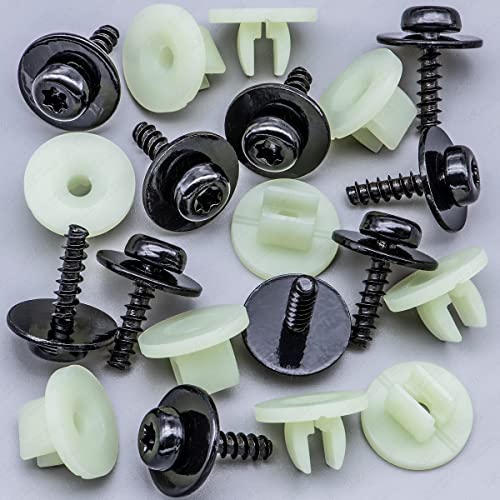 Rexka 10 Sets Engine Splash Shield Screws for Ford - T30 Torx Head Bolts and Grommets for Undertray Engine Fender Liner Deflector Grille for Ford Escape F-150 Edge Focus Fusion C-Max S-Max Lincoln - Image 2