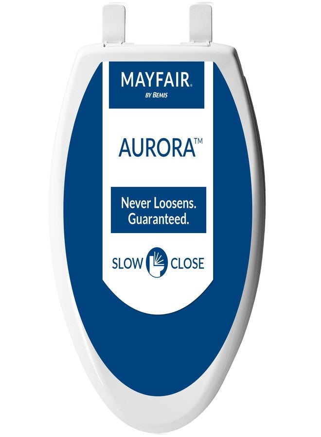 Mayfair Aurora Slow Close Toilet Seat, Easy Clean Hinges and Adjustable Perfect Fit Plastic Seat, Made in USA, Elongated, White - Image 1