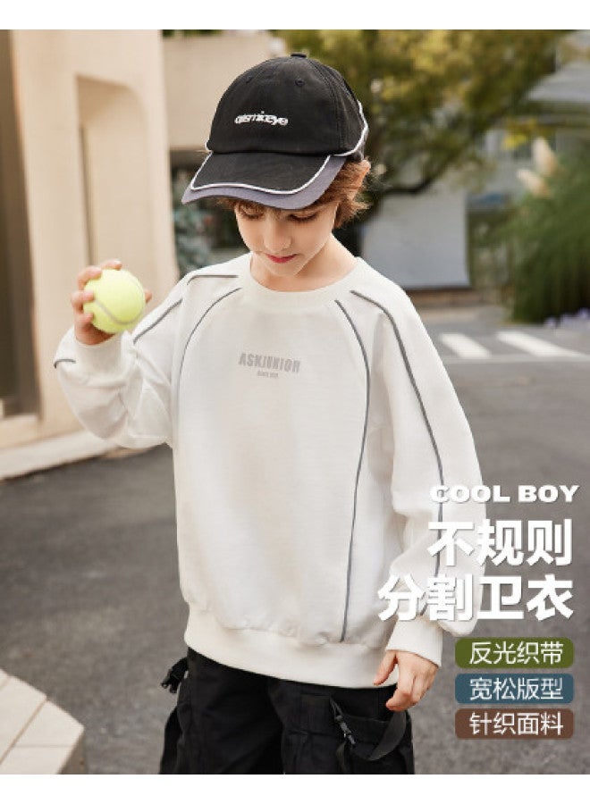 ASK JUNIOR سويت شيرت بويز بأكمام طويلة هودي خريف جديد للأطفال بتصميم غير منتظم مقسوم كاجوال للشباب - Image 1