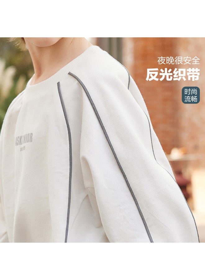 ASK JUNIOR سويت شيرت بويز بأكمام طويلة هودي خريف جديد للأطفال بتصميم غير منتظم مقسوم كاجوال للشباب - Image 5