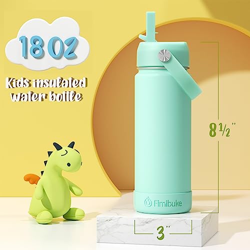 Fimibuke Kids Insulated Water Bottle, 18oz BPA FREE Kids Cups with Straw Double Wall Vacuum Tumbler 18/8 Stainless Steel Leak Proof Toddler Water Bottle for School Boys Girls (2 Pack, Coastal) - Image 2