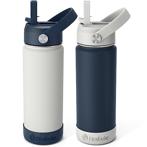 Fimibuke Kids Insulated Water Bottle, 18oz BPA FREE Kids Cups with Straw Double Wall Vacuum Tumbler 18/8 Stainless Steel Leak Proof Toddler Water Bottle for School Boys Girls (2 Pack, Coastal) - Image 1