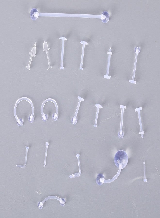 Penitue 38pcs Clear Piercing Retainers, Retainer Jewelry for Earrings Nipple Nose Belly Tongue Labret Eyebrow Lip Ear Ring for Surgery MRI and Work - Image 3