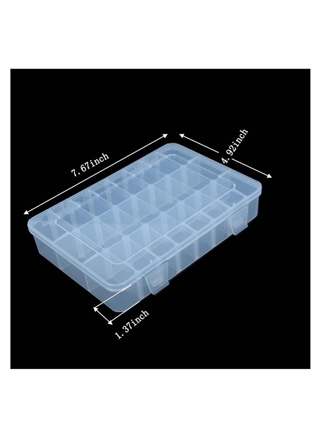 24 Compartment Bead Tray with Dividers, Clear Jewelry Storage Box Gemstone Organizer with Lid - Image 3