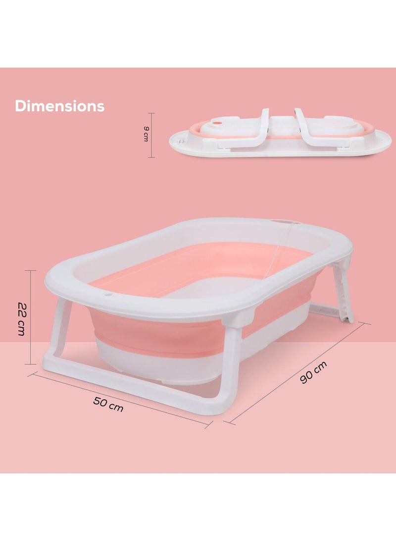 Nurtur Foldable Baby Bathtub with Digital temperature display Mini swimming pool bather for baby with Non slip design  Pink - Image 4