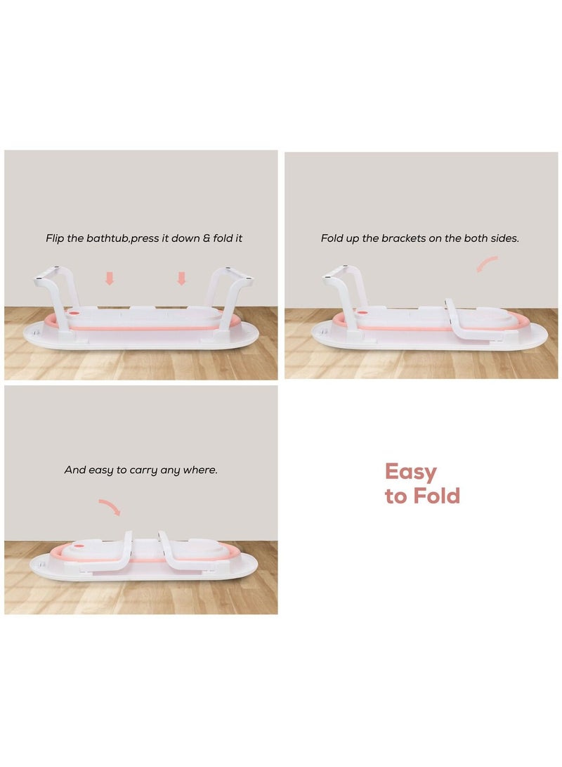 Nurtur Foldable Baby Bathtub with Digital temperature display Mini swimming pool bather for baby with Non slip design  Pink - Image 3