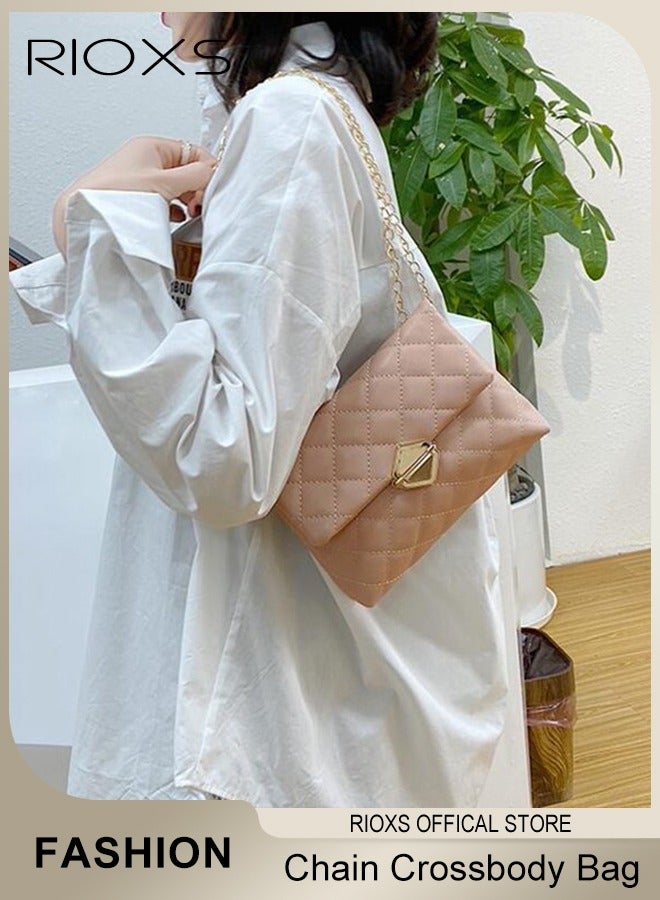 RIOXS Women's Dual-purpose Bag Rectangle Chain Crossbody Bag Fashion Simple Shoulder Bag Small Elegant Versatile Sling Bag - Image 1