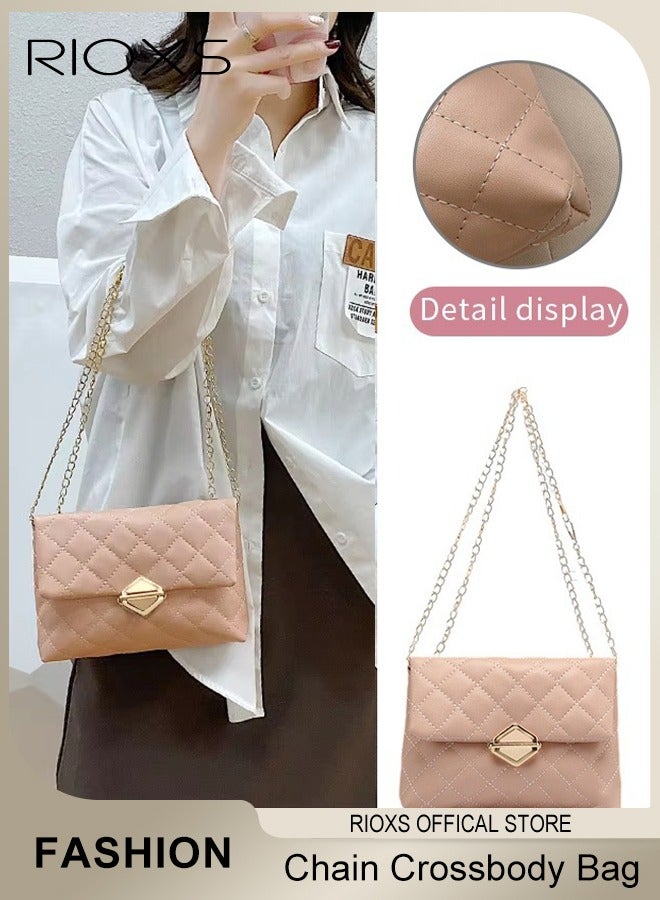 RIOXS Women's Dual-purpose Bag Rectangle Chain Crossbody Bag Fashion Simple Shoulder Bag Small Elegant Versatile Sling Bag - Image 2