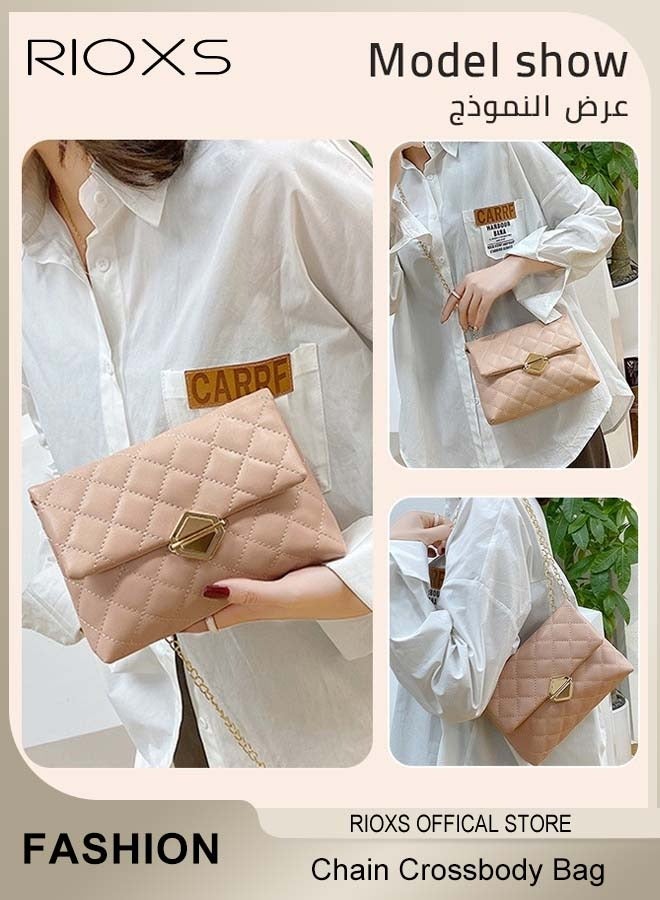 RIOXS Women's Dual-purpose Bag Rectangle Chain Crossbody Bag Fashion Simple Shoulder Bag Small Elegant Versatile Sling Bag - Image 3