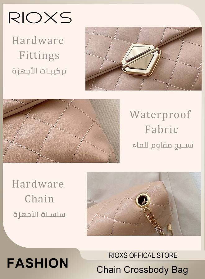 RIOXS Women's Dual-purpose Bag Rectangle Chain Crossbody Bag Fashion Simple Shoulder Bag Small Elegant Versatile Sling Bag - Image 5