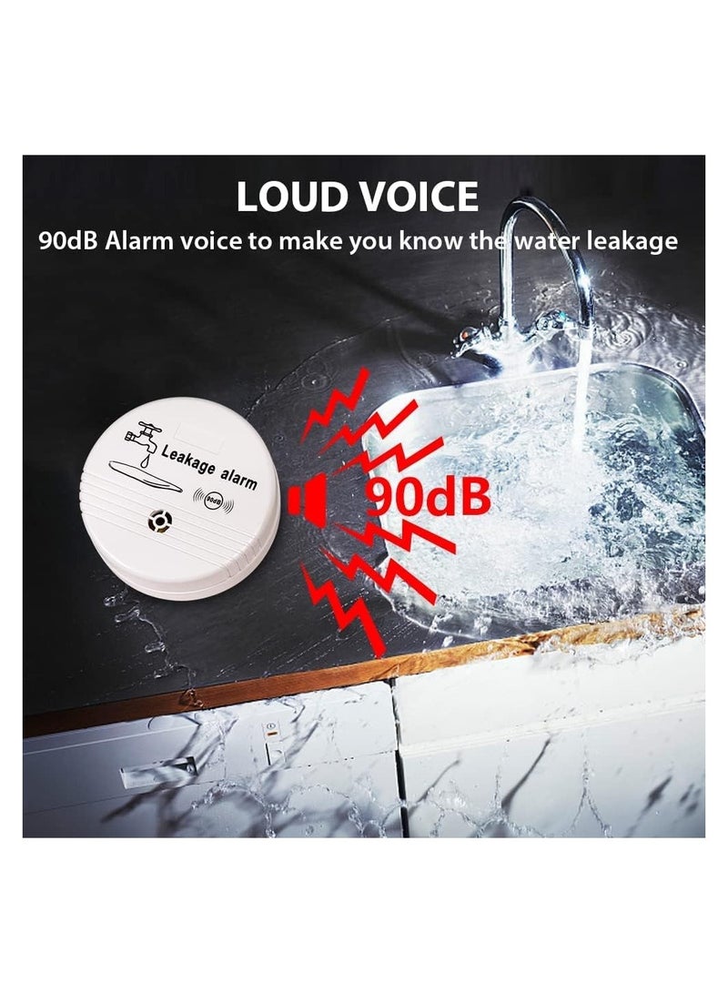 جهازين للكشف عن تسرب الماء بدون سلك مع إنذار 90 ديسيبل، حساسات تسرب وقطرات حساسة للمنزل والمطبخ والحمام والقبو - نظام إنذار للفيضانات يعمل بالبطارية. - Image 4