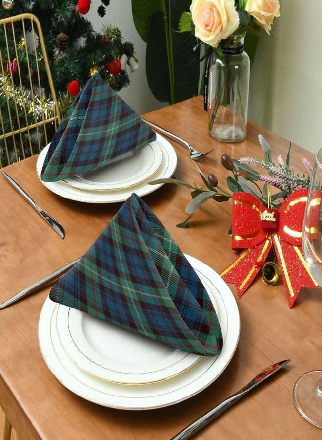 JUNZAN Cream Plaid Cloth Napkins Table Napkins Cloth Set of 4 Reusable Washable Dinner Napkin 20x20 Inch - Image 4