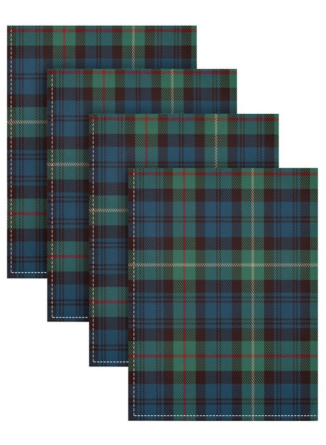 JUNZAN Cream Plaid Cloth Napkins Table Napkins Cloth Set of 4 Reusable Washable Dinner Napkin 20x20 Inch - Image 3