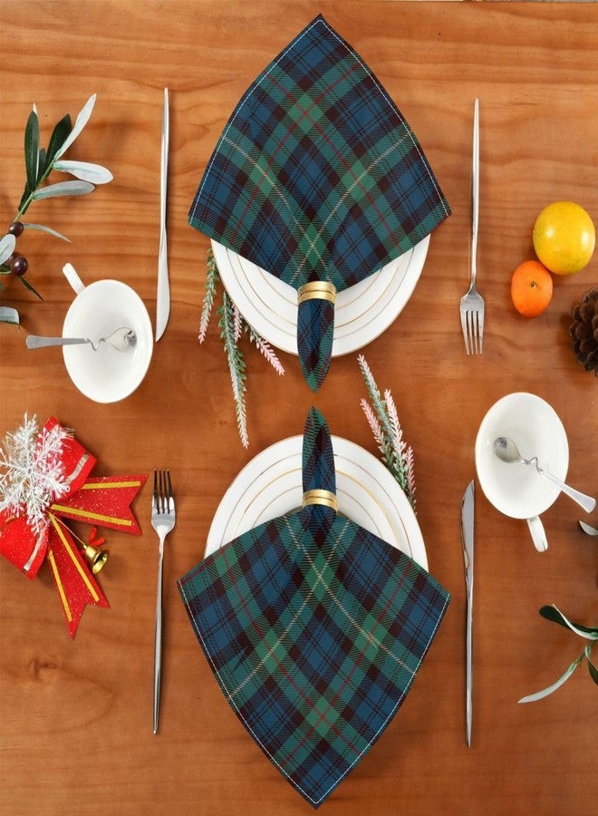 JUNZAN Cream Plaid Cloth Napkins Table Napkins Cloth Set of 4 Reusable Washable Dinner Napkin 20x20 Inch - Image 5